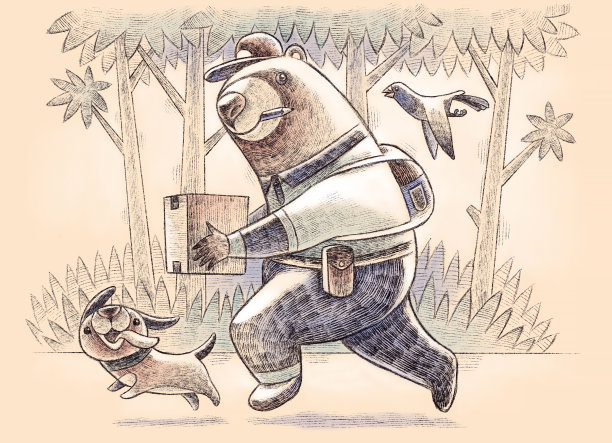 快递熊携带包裹图片下载