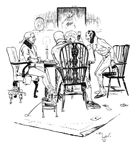 四个摄政时代的绅士沉迷于深夜打牌，抽烟喝酒图片下载