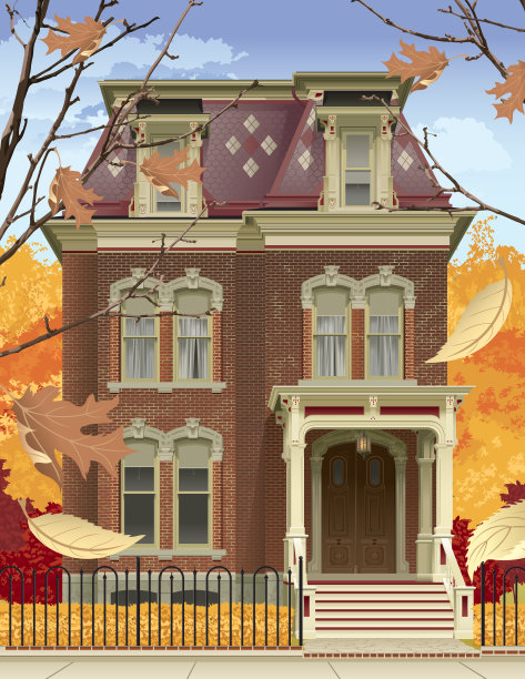 秋天的维多利亚别墅图片下载