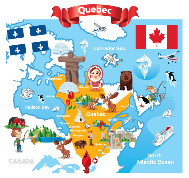 魁北克卡通地图图片下载