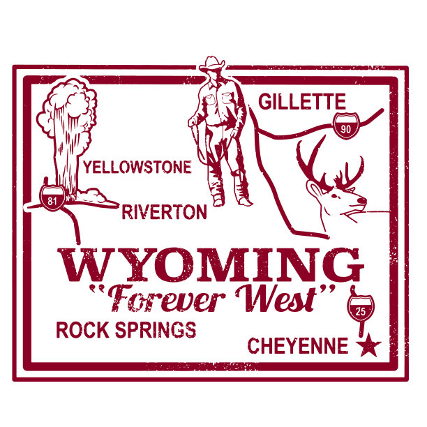 复古怀俄明旅行邮票图片下载