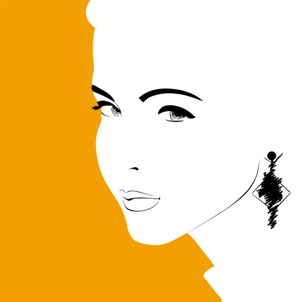 时尚肖像的短发女孩在形式的风格化素描图片下载