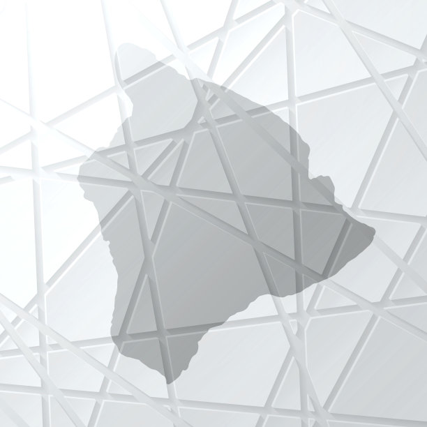 夏威夷岛地图与网状网络在白色背景图片下载