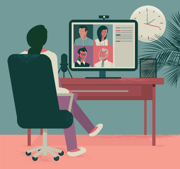 工作在家在线视频会议或会议概念图片下载