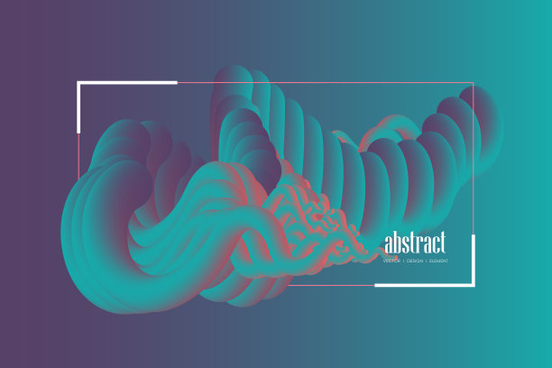 三维抽象波浪背景与现代梯度颜色。图片下载