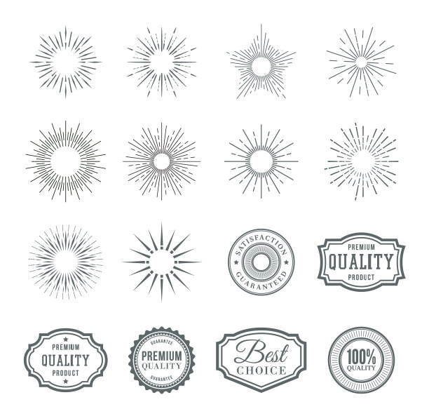 sunburst设计元素和徽章。图片下载