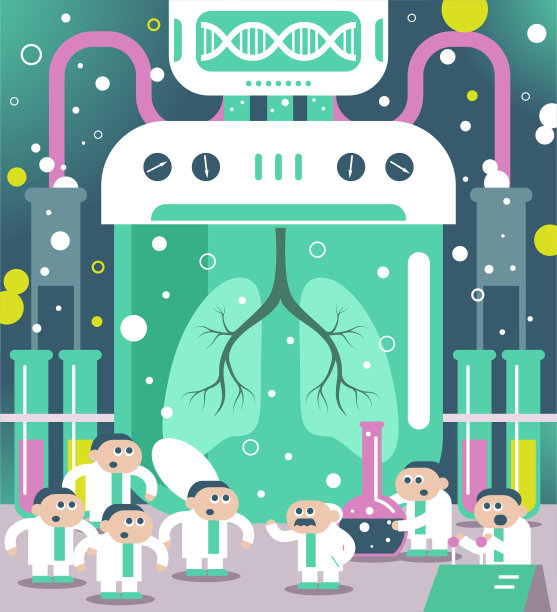 科学家(工程师，医生，生物化学家)团队在实验室做肺研究图片下载