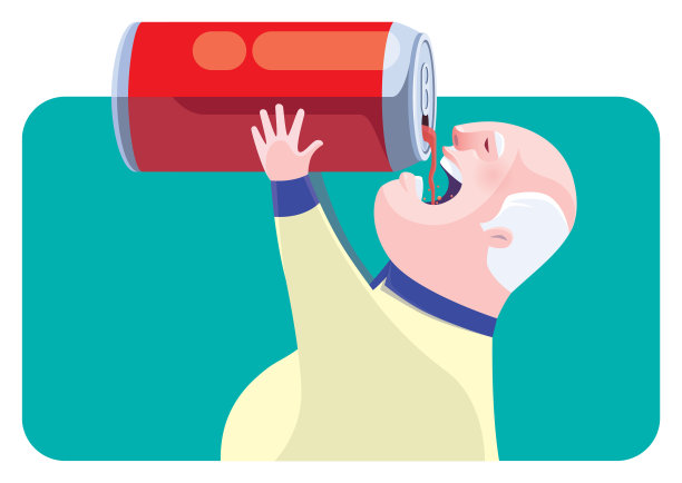 老男人喝苏打饮料图片下载