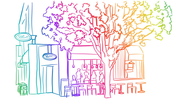 咖啡馆的角落彩虹图片下载