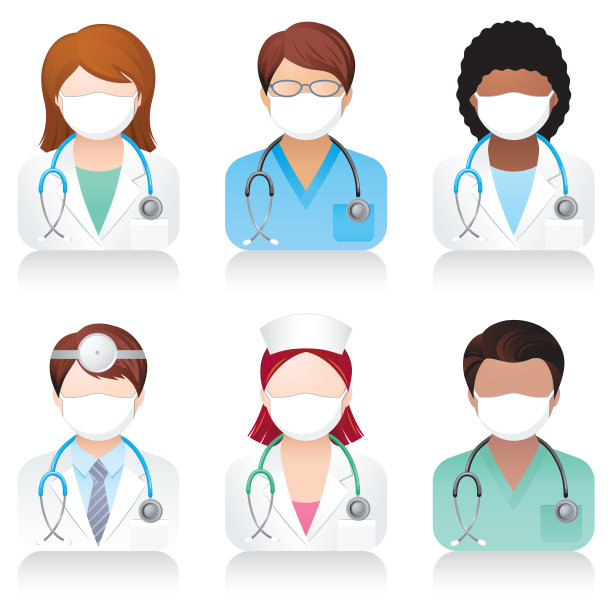 医用口罩上的人物图标图片下载