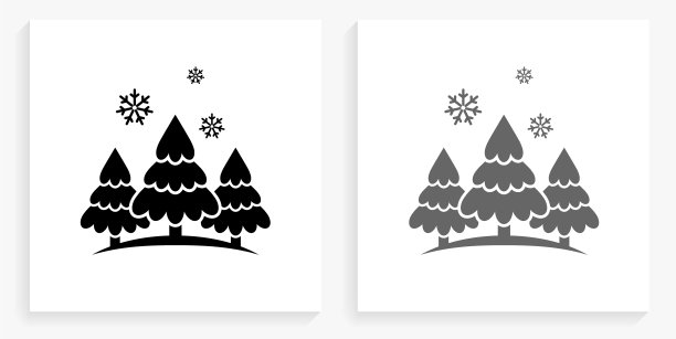 Fir Trres黑白方形图标图片下载