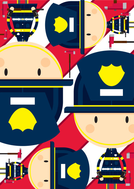 可爱的卡通消防员与斧头图片下载