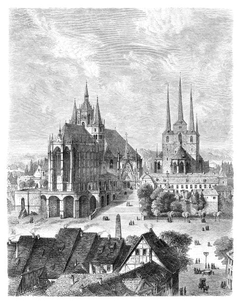 埃尔福特大教堂，德国图林根，1864年图片下载