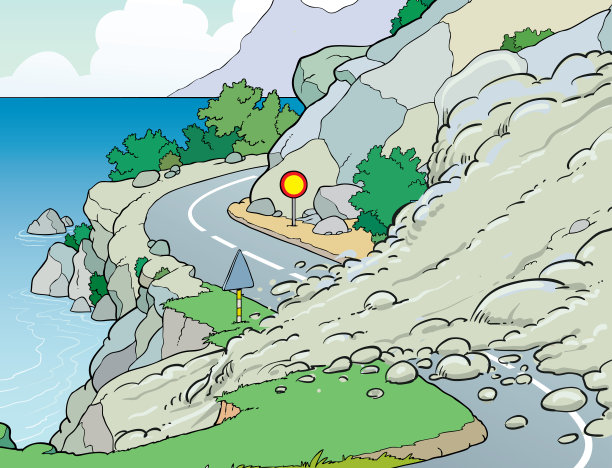 滑坡，滑坡在路上。图片下载