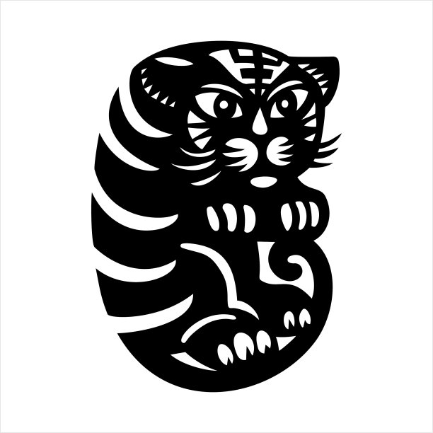 虎，剪纸虎，十二生肖，虎年图片下载