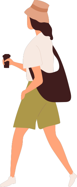 手里拿着外卖咖啡杯的女人走着图片下载