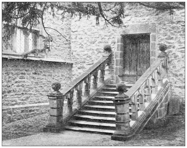 英国古旧的旅行照片:哈顿大厅，多萝西弗农的台阶图片下载