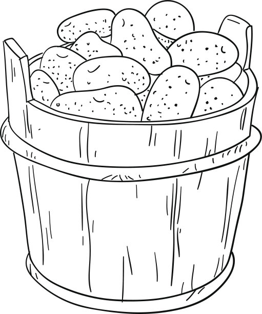 土豆桶素描插图图片下载