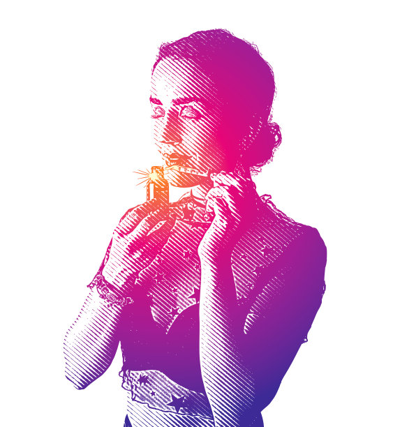 美丽的女人拿着一瓶精油和吸管图片下载