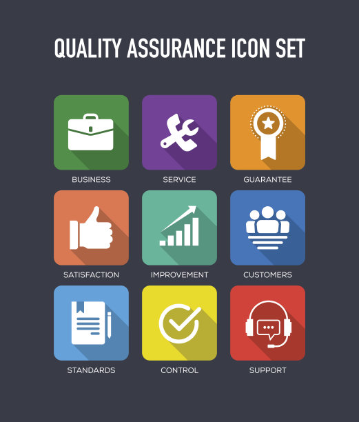 质量保证平面图标集图片下载