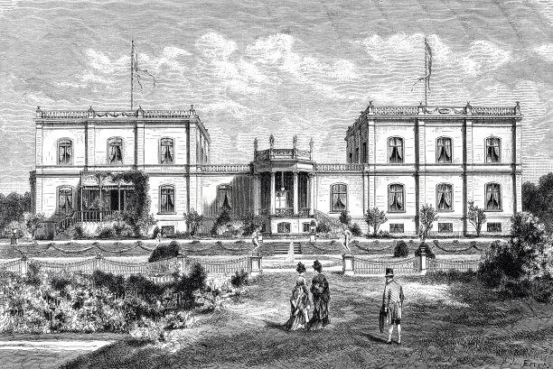 莱茵河上的乡村庄园，Monrepos别墅图片下载