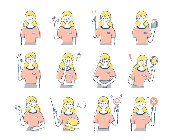 女性导游面部表情的变异集图片下载