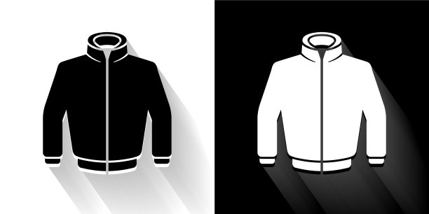 夹克黑色和白色图标与长影子图片下载