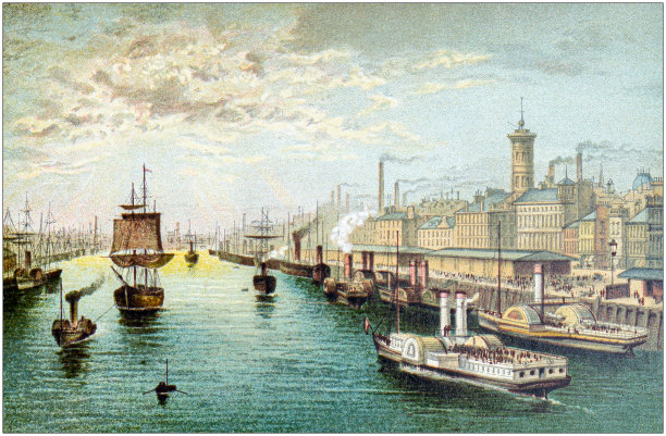 苏格兰城市、湖泊和山脉的古董画:布鲁姆洛，格拉斯哥图片下载