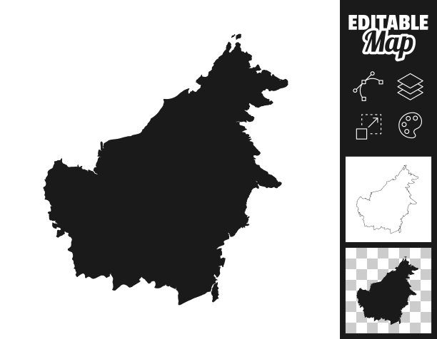 婆罗洲地图设计。轻松地编辑图片下载