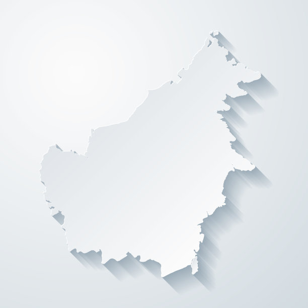 婆罗洲地图与剪纸效果的空白背景图片下载