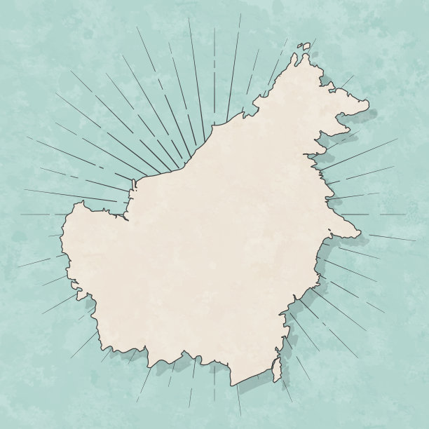 婆罗洲地图复古风格-旧纹理纸图片下载