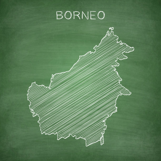 在黑板上画的婆罗洲地图-黑板图片下载