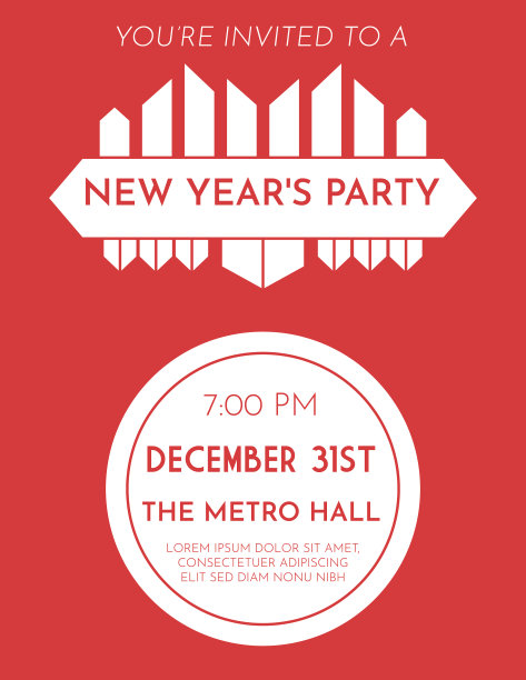 装饰艺术除夕派对邀请模板图片下载