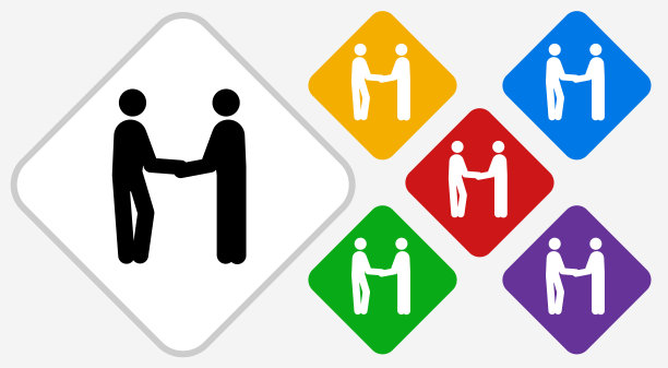 握手彩色钻石矢量图标图片下载