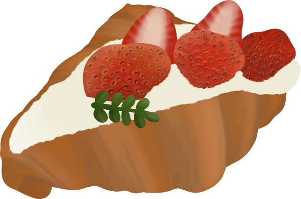 牛角包草莓浆果浇头。图片下载