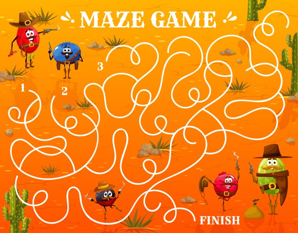 迷宫迷宫卡通浆果护林员，牛仔谜语图片下载