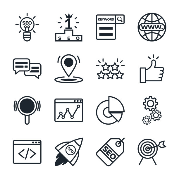 搜索引擎优化图标集，矢量。图片下载