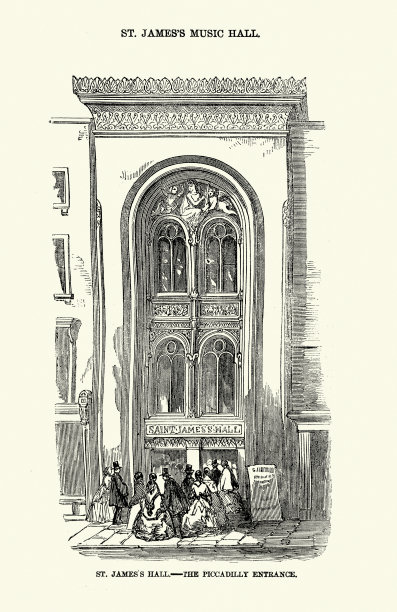 圣詹姆斯音乐厅，皮卡迪利入口，伦敦，维多利亚式英国建筑，1850年代，19世纪图片下载