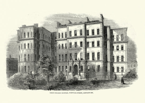 位于葡萄牙大街的国王学院医院，1861年，19世纪图片下载