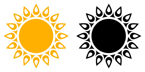 夏季太阳图标设置矢量图形图片下载
