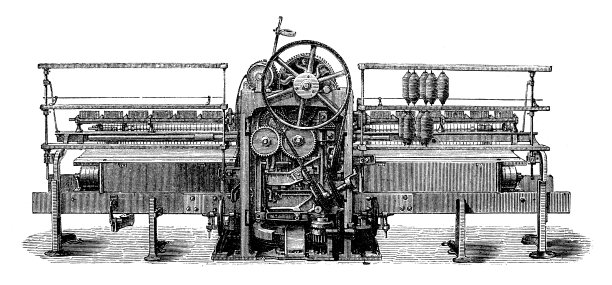 古董插画、应用机械、纺织工业:纺纱机械图片下载