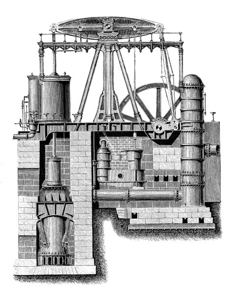 古董插图，应用力学和机器:水泵图片下载