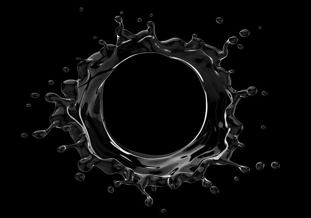 圆溅的纯净水与飞溅和滴在黑色。插图。图片下载