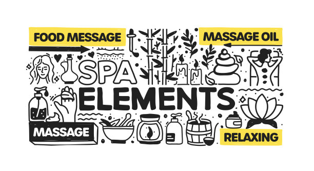 Spa元素对象和元素。矢量涂鸦插图收集。手绘图标集或横幅模板图片下载