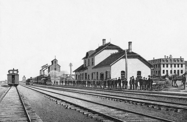 火车站在布兰登，马尼托巴，加拿大- 19世纪图片下载