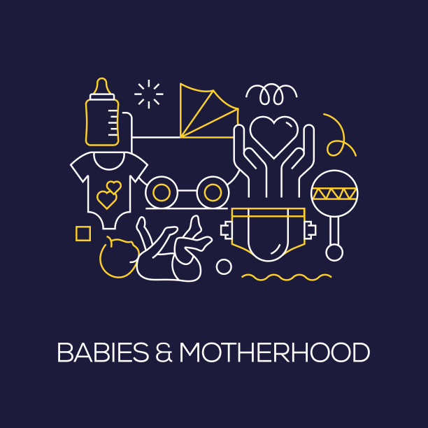 插图婴儿和母亲概念的向量集。线条艺术风格背景设计网页，横幅，海报，打印等。矢量插图。图片下载