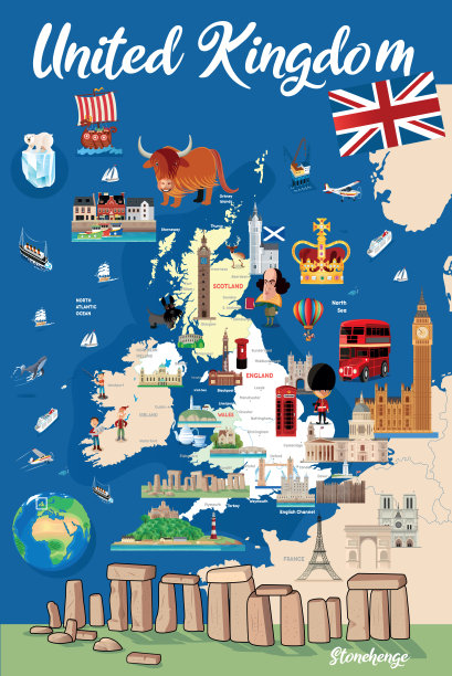英格兰卡通地图图片下载