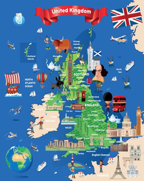卡通英国地图图片下载