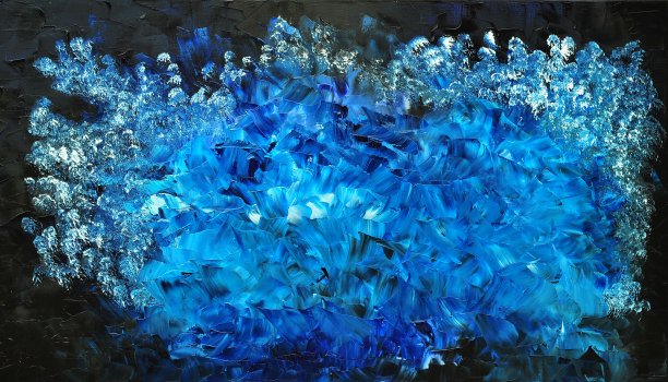 抽象黑白蓝当代艺术绘画图片下载