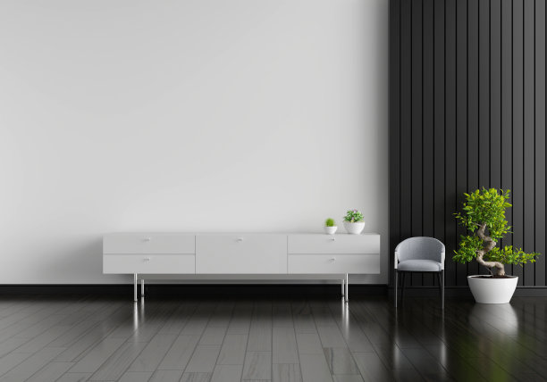 客厅内设餐具柜，空间自由，3D渲染图片下载